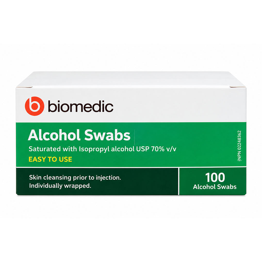 Biomedic Alcohol Swabs 70% Isopropyl Alcohol – Box of 100 Individually Wrapped Swabs