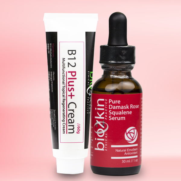 BioZkin B12 Plus+ Cream & Pure Damask Rose Squalene Serum Gift Set