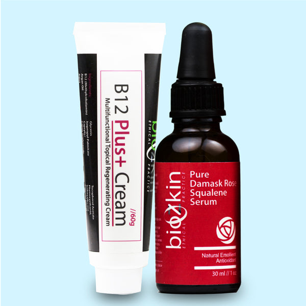 BioZkin B12 Plus+ Cream & Pure Damask Rose Squalene Serum Gift Set