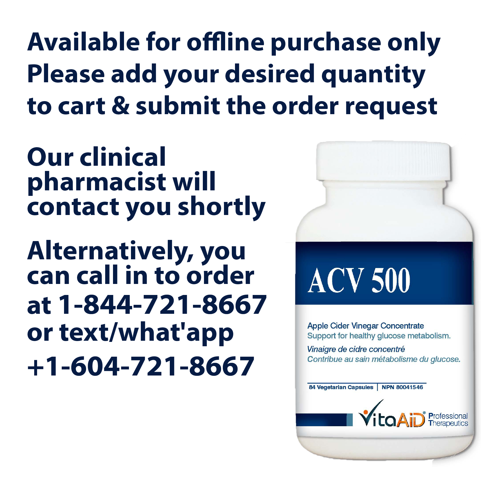 VitaAid Apple Cider Vinegar - 500mg - BiosenseClinic